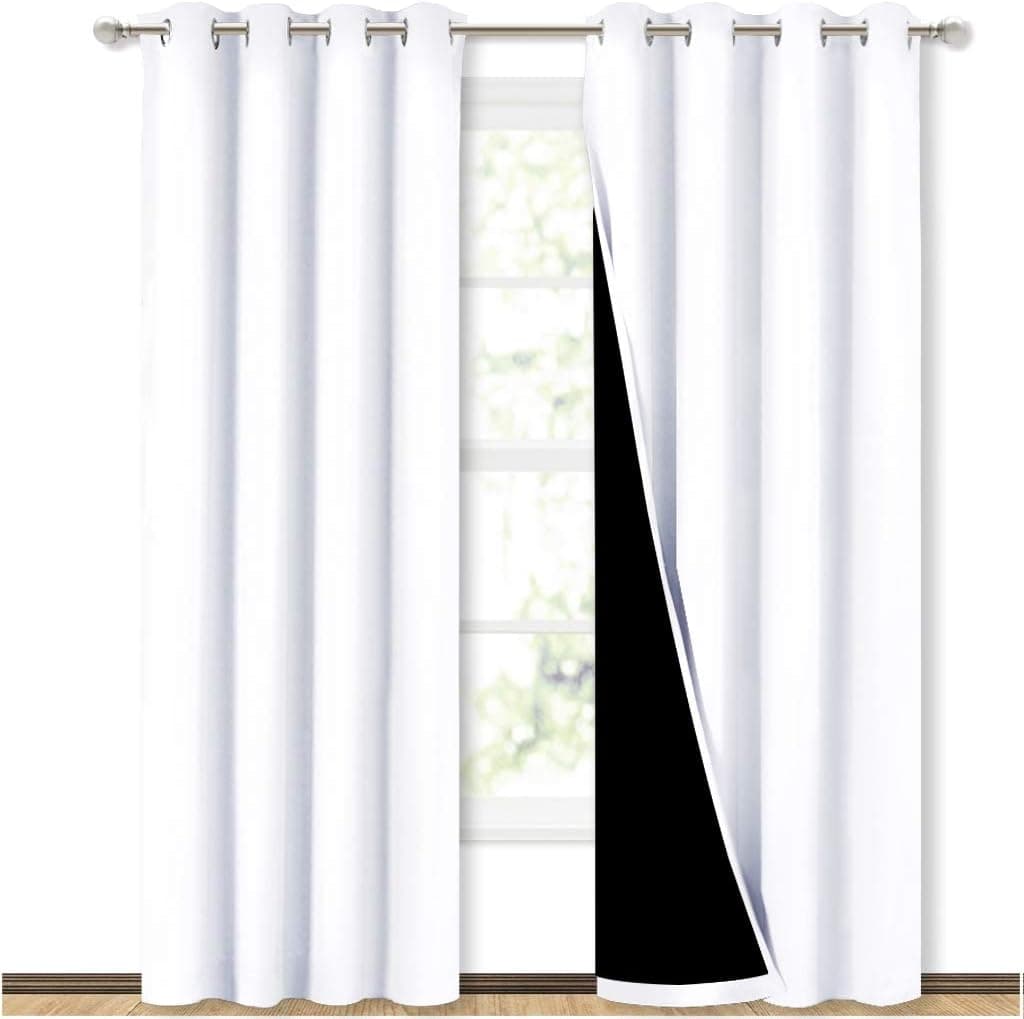 NICETOWN White Blackout Curtains, 84 in