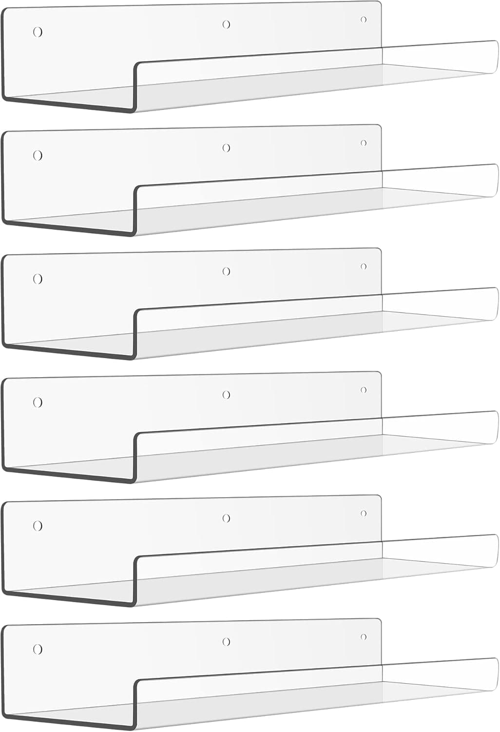 upsimples Acrylic Shelves, 6 pcs, 15 x 4 in