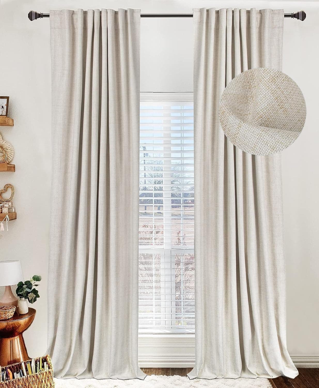 Linen Total Blackout Curtains, 50 x 84 in