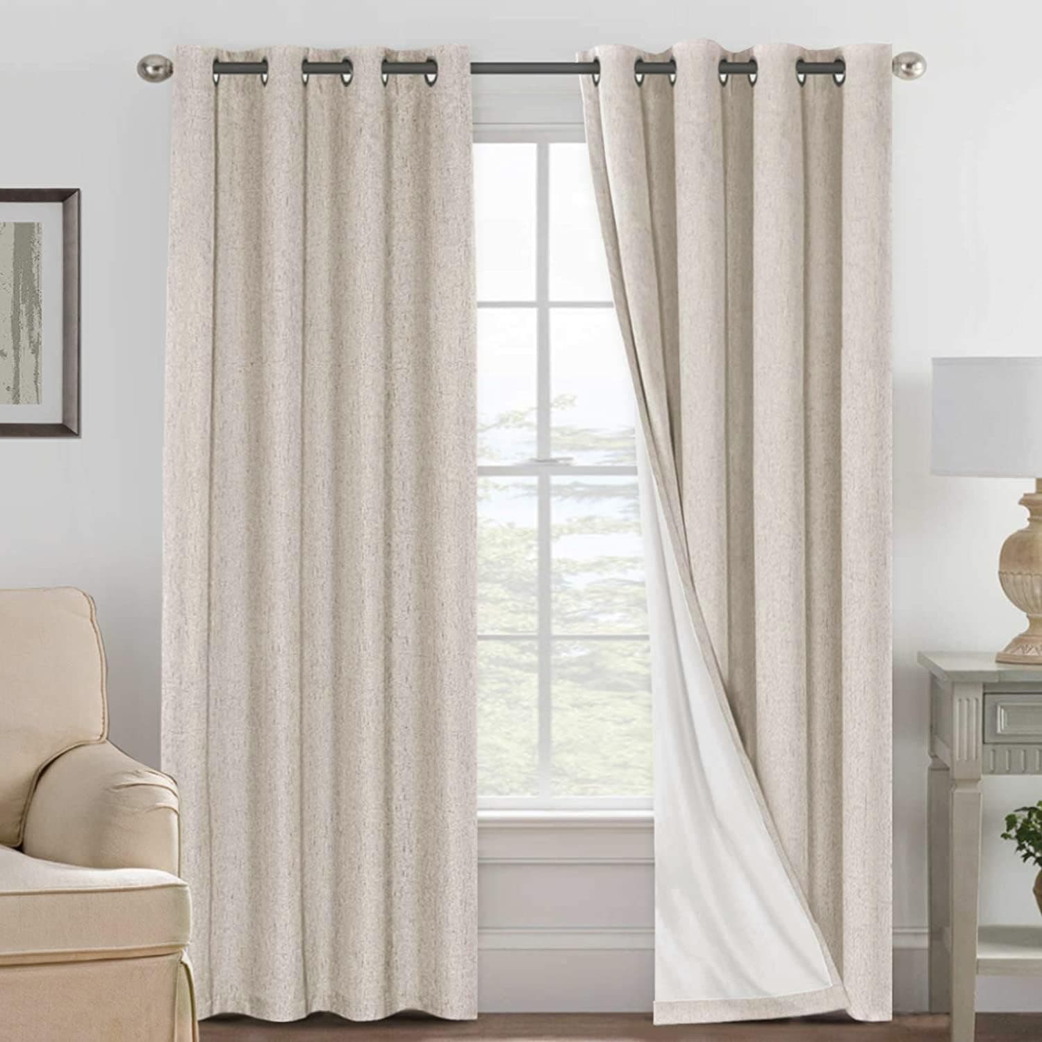 H.VERSAILTEX Blackout Linen Curtains, 84 in