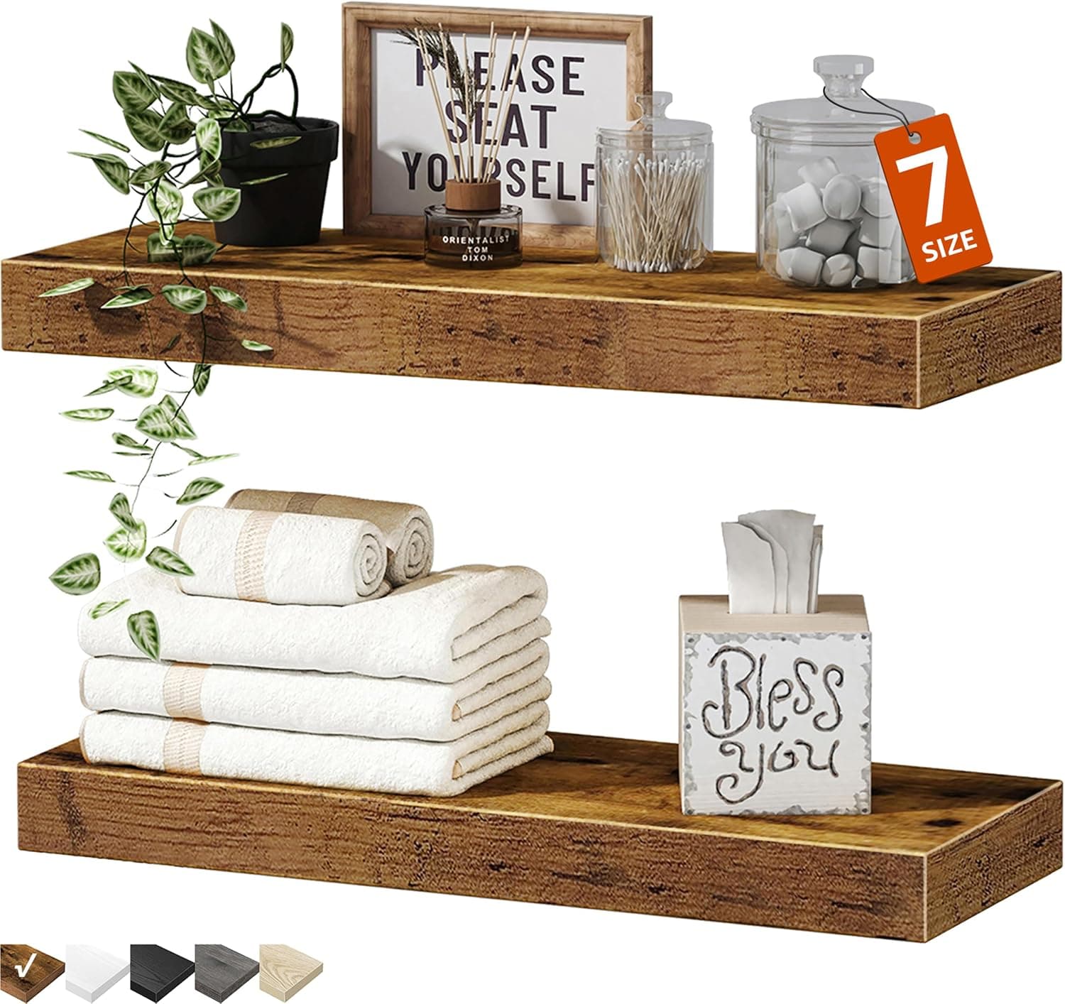 QEEIG Floating Shelves, Set of 2, 15.7 x 6.7 in