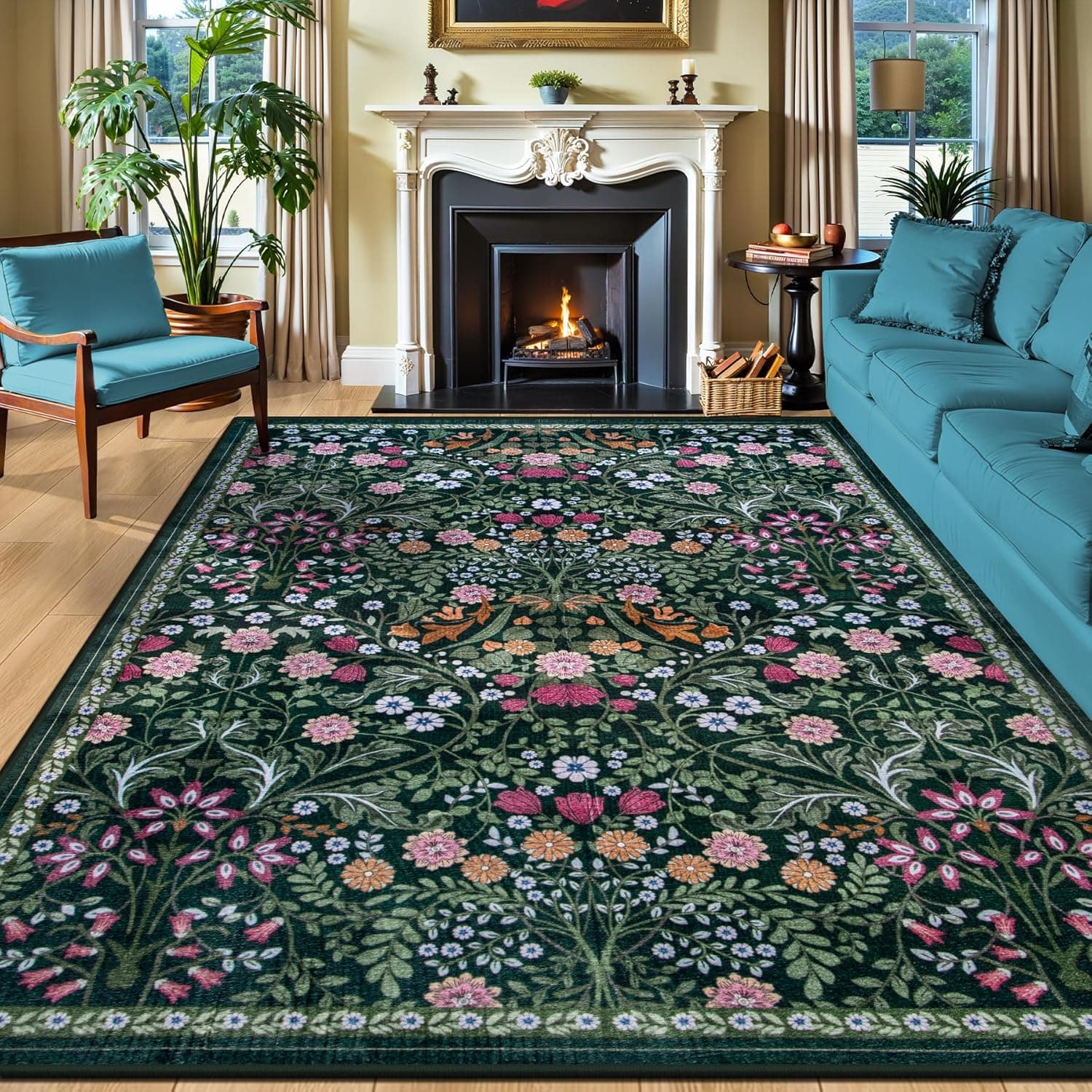 PLHXFR Floral Area Rug, 8 x 10 ft
