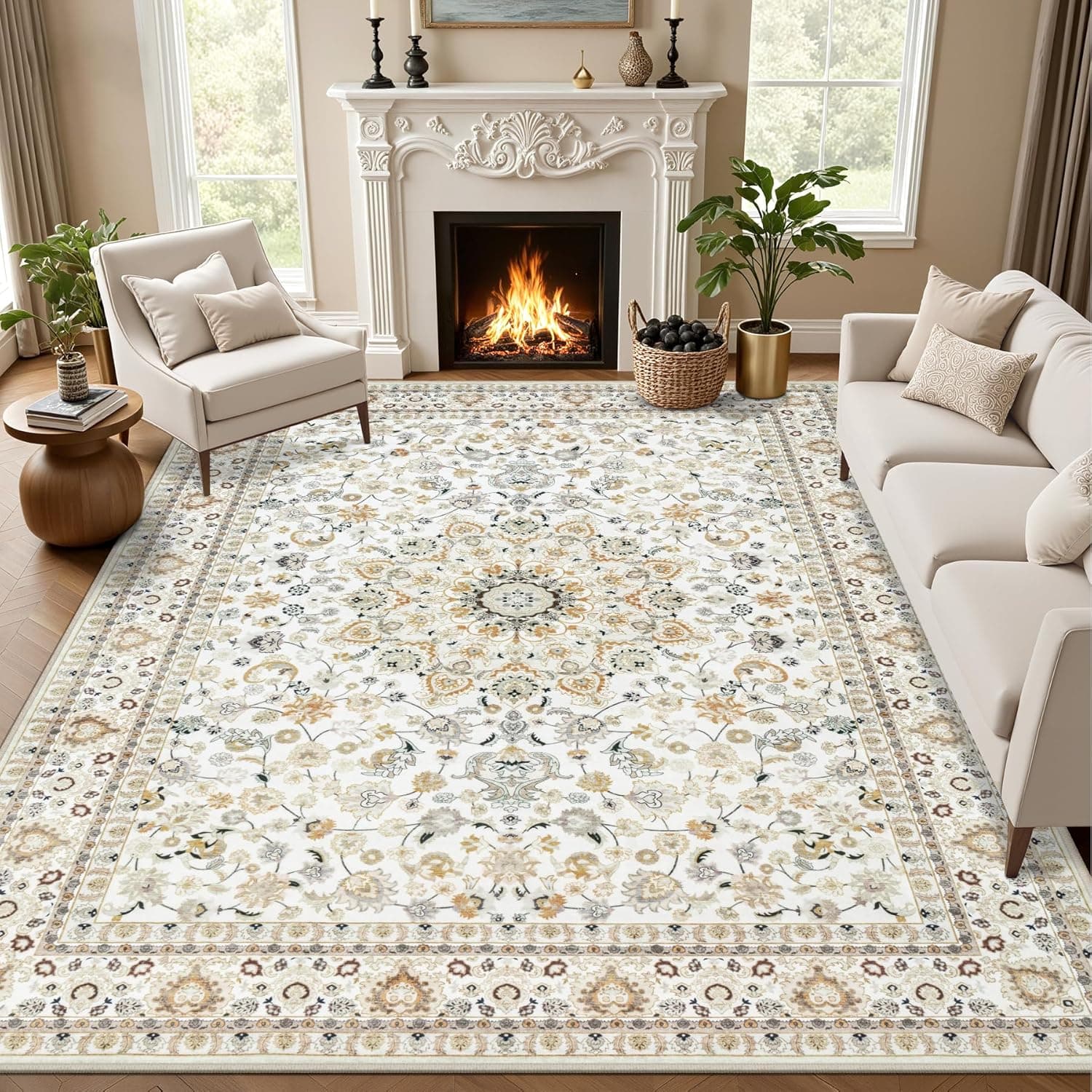 Vintage Floral Area Rug, 5 x 7 ft